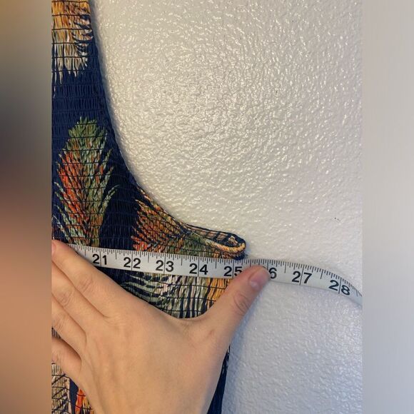 Terra & Sky navy blue tropical beach maxi Boho dress smocked tiered plus size 4X - Picture 11 of 13